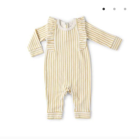 Pehr Baby Ruffle Romper - Stripes Away Marigold - Picture 1 of 4